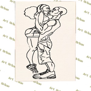 Couple in Jordans Pre Sketched Canvas, Pre Drawn Canvas for Painting, Sip and Paint Canvas, Art Kits, Paint Party Canvas, Art Activity