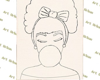 Bubble Gum Pt 1 Pre Sketched Canvas, Pre Drawn Canvas for Painting, Sip and Paint Canvas, Art Kits, Paint Party Canvas, Art Activity