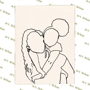 Afro Mother and Child 4 Pre Sketched Canvas, Pre Drawn Canvas for Painting, Sip and Paint Canvas, Art Kits, Paint Party Canvas, Art Activity