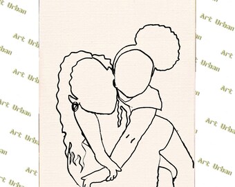 Afro Mother and Child Pre Sketched Canvas, Pre Drawn Canvas for Painting,  Sip and Paint Canvas, Art Kits, Paint Party Canvas, Art Activity 