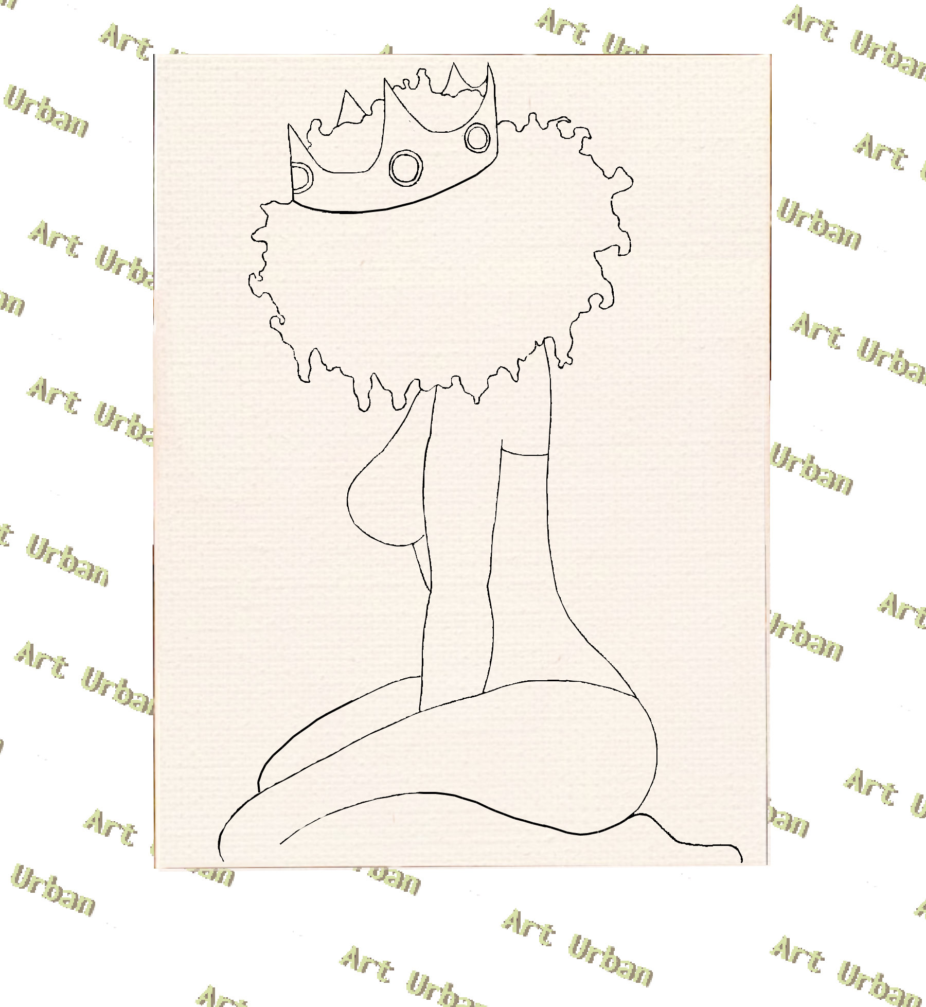 Kneeling Queen Pre Sketched Canvas, Pre Drawn Canvas for Painting, Si…