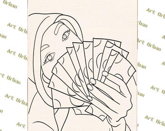 Money in Hand Pre Sketched Canvas, Pre Drawn Canvas for Painting, Sip and Paint Canvas, Art Kits, Paint Party Canvas, Art Activity