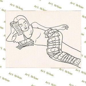 Money on the Bed Pre Sketched Canvas, Pre Drawn Canvas for Painting, Sip and Paint Canvas, Art Kits, Paint Party Canvas, Art Activity