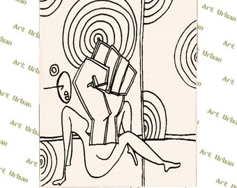 Abstract 6 ** Pre Sketched Canvas ** Pre Drawn Canvas ** Paint and Sip Canvas ** Sip and Paint Canvas, Black Art Kits