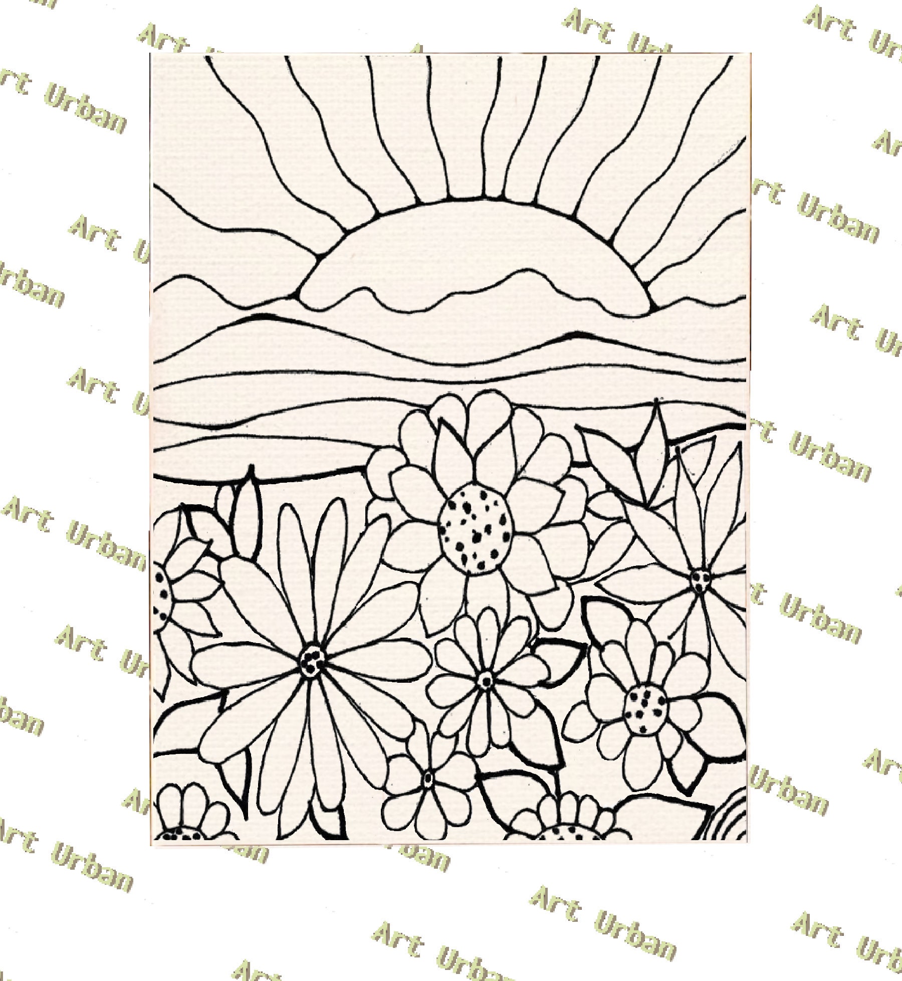 Flowery Sunset Pre Sketched Canvas, Pre Drawn Canvas for Painting, Sip and  Paint Canvas, Art Kits, Paint Party Canvas, Art Activity 