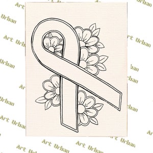 Ribbons & Flowers Pre Sketched Canvas, Pre Drawn Canvas for Painting, Sip and Paint Canvas, Art Kits, Paint Party Canvas, Art Activity