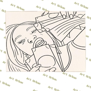 Bankroll Beauty Pre Sketched Canvas, Pre Drawn Canvas for Painting, Sip and Paint Canvas, Art Kits, Paint Party Canvas, Art Activity