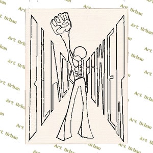 Black Power Man Pre Sketched Canvas, Pre Drawn Canvas for Painting, Sip and Paint Canvas, Art Kits, Paint Party Canvas, Art Activity