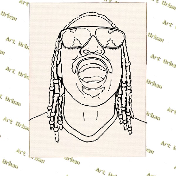 Stevie Wonder Pre Sketched Canvas, Pre Drawn Canvas for Painting, Sip and Paint Canvas, Art Kits, Paint Party Canvas, Art Activity