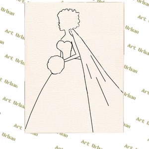 The Bride Pre Sketched Canvas, Pre Drawn Canvas for Painting, Sip and Paint Canvas, Art Kits, Paint Party Canvas, Art Activity