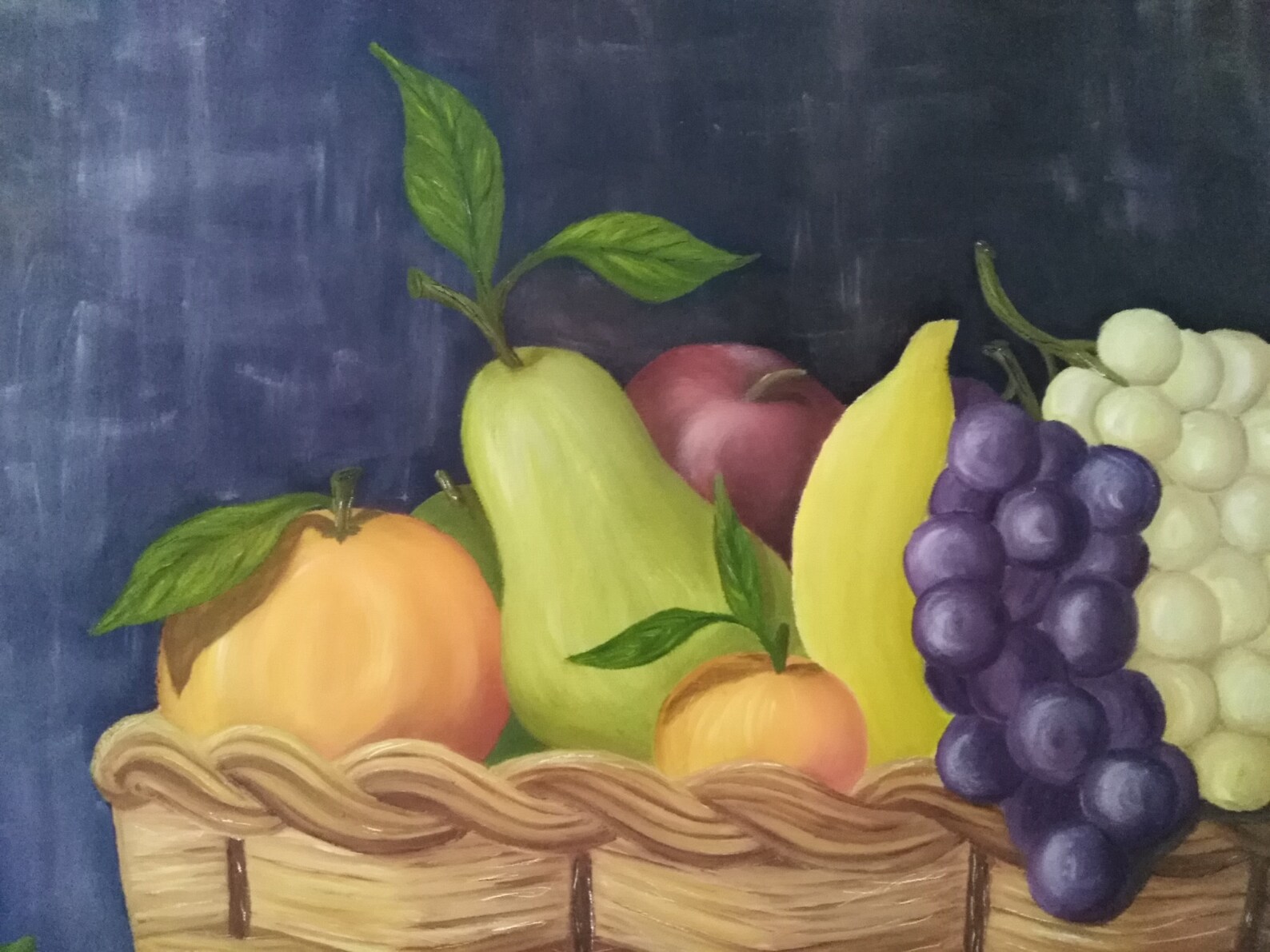 Still nature a basket with fruits. Original Oil painting Etsy