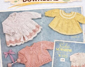 Vintage Knitting Pattern - Sirdar 123 Baby Jackets