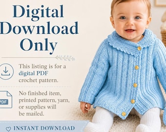 Vintage Baby Jacket and Mittens Crochet Pattern PDF