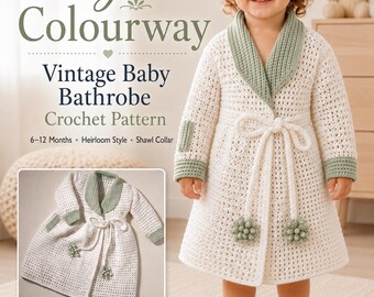 Vintage Baby Bathrobe Crochet Pattern, 6–12 Month Dressing Gown PDF