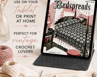 Vintage Crochet Bedspread Patterns PDF, 1940s Crochet Bedspread Book, Heirloom Crochet Motifs, Pine Cone Magnolia Star Crochet Patterns