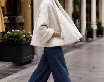 Vintage Knit Coat Cape Pattern – Mid Century Jacket PDF Knitting Pattern