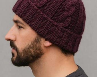 Cable Beanie Knitting Pattern PDF - Adult Cabled Hat Pattern