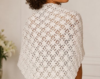 Vintage häkeln Stola PDF, Sterne Motiv Schal, 1950er Jahre Lace Wrap (digitaler Download)