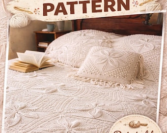 Vintage Knitting Pattern for Leaf Blanket Counterpane Afghan