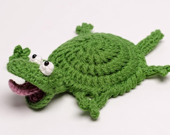 Crochet Lizard Coaster Pattern, Beginner Friendly Reptile Mug Rug (PDF Download)