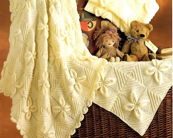 Leaf Baby Blanket Knitting Pattern, Vintage Textured Pram Cover, Cot Shawl PDF