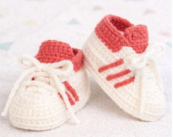 Adidas Inspired Baby Sneaker Booties Crochet Pattern PDF | Printable Sporty Baby Shoes | Newborn 0-3M