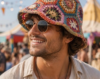 Georgie Granny Square Bucket Hat Crochet Pattern PDF, Granny Stitch Bucket Hat, Beginner Friendly Crochet Hat