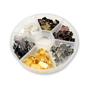 Crimp End - Sluiting, Connector DIY Ketting, Armband Zilver, Rhodium, Antiek Messing, Goudgeel, Zwart, Brons
