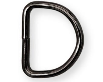 D-ring 10 pcs. 20, 26, 30 mm black half ring metal nickel-plated