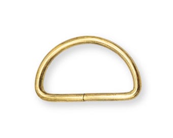 D-ring, 10 pieces, 32 mm, bright gold