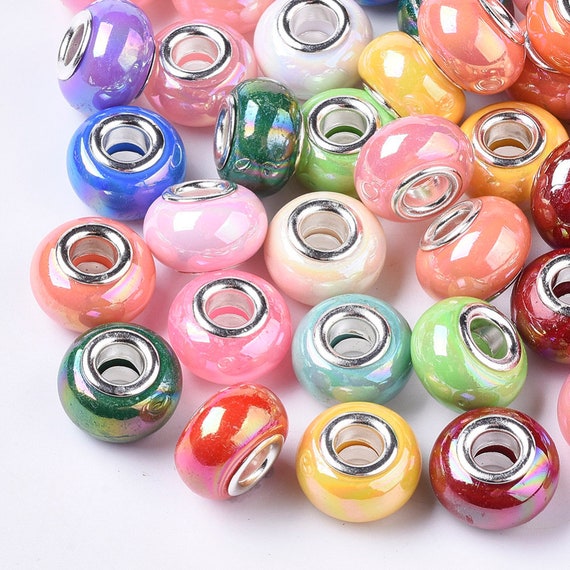 Epoxy resin beads 14 x 9 mm colorful 10 / 20 / 50 pcs.