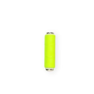 May include: A spool of bright neon yellow thread, labeled "100% PES 100 m".