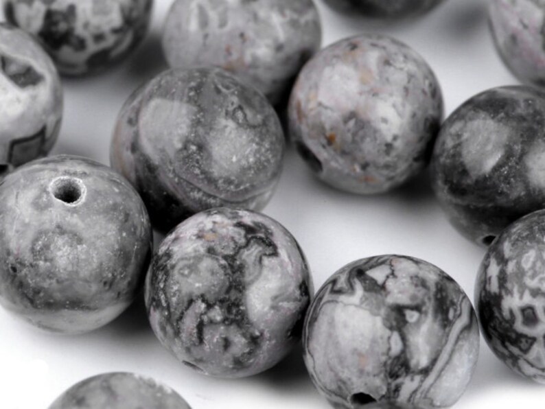 Jasper grey 8 mm 8pcs mineral beads