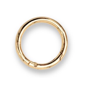 May include: A gold-colored metal ring with a spring-loaded clasp. The ring is about 1 inch in diameter.