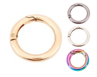 Karabiner Ring 13mm Gold, Silber, Schwarz, Regenbogen  - 1 / 5 / 10 Stk.