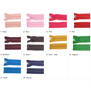 Zipper 30/35/40/45/50 cm for jackets pink, red, blue, turquoise, mustard yellow