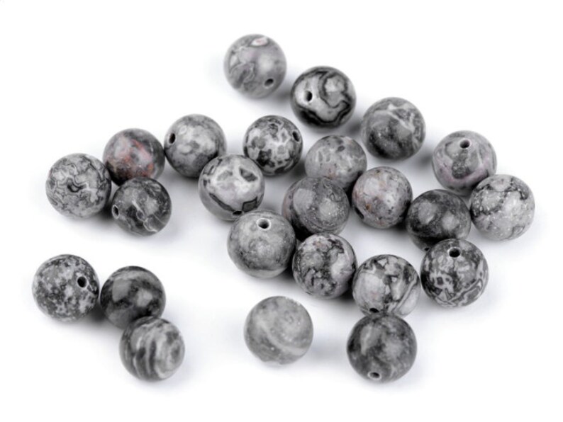 Jasper grey 8 mm 8pcs mineral beads