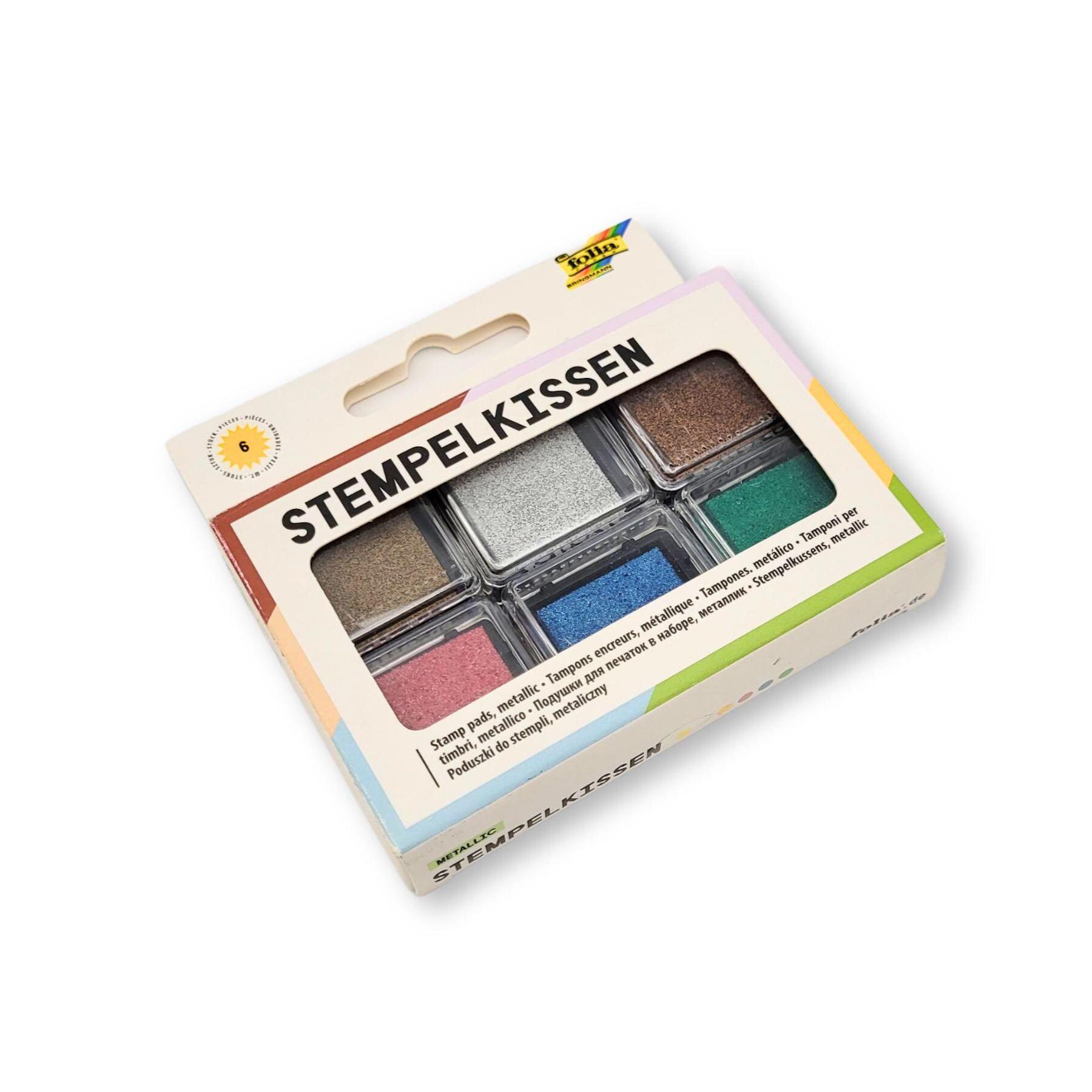 Stamp pad metallic gold, silver, copper, red, blue, green 2.4 x 2.4 cm