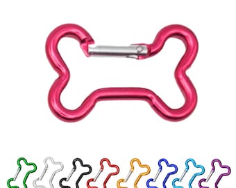 Bone-shaped carabiner ring in silver, black, purple, blue, green, red, light blue, orange, pink - 1 pc. / 5 pcs. / 10 pcs.