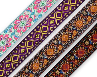 Weaving ribbon 50 mm Indiana pattern, flower pattern border 1 m / 5 m / 10 m