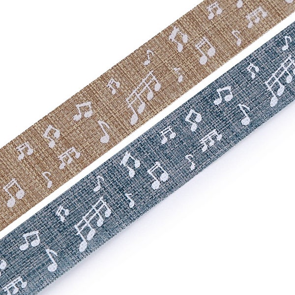Textile ribbon 5 m notes beige / blue 15 mm