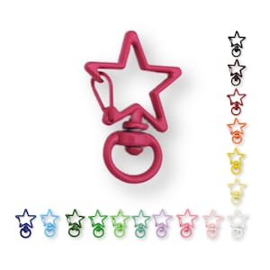 Puede incluir: Un conjunto de 12 clips giratorios en forma de estrella en varios colores, incluyendo rosa, azul, verde, amarillo y blanco. Los clips están hechos de metal y tienen un mecanismo de resorte para sujetar a los artículos.