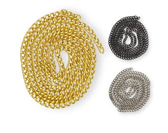 Chain for handbags length 120 cm black, gold yellow, silver, antique brass