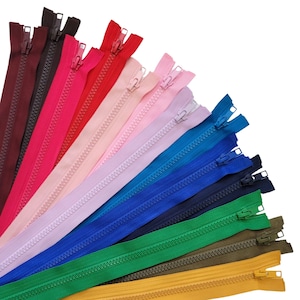 Cremallera 30/35/40/45/50 cm para chaquetas Rosa, Rojo, Azul, Turquesa, Amarillo Mostaza