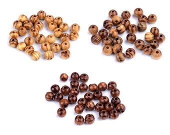 Perles de bois laquées 8 mm - 10/20/50/100 pièces
