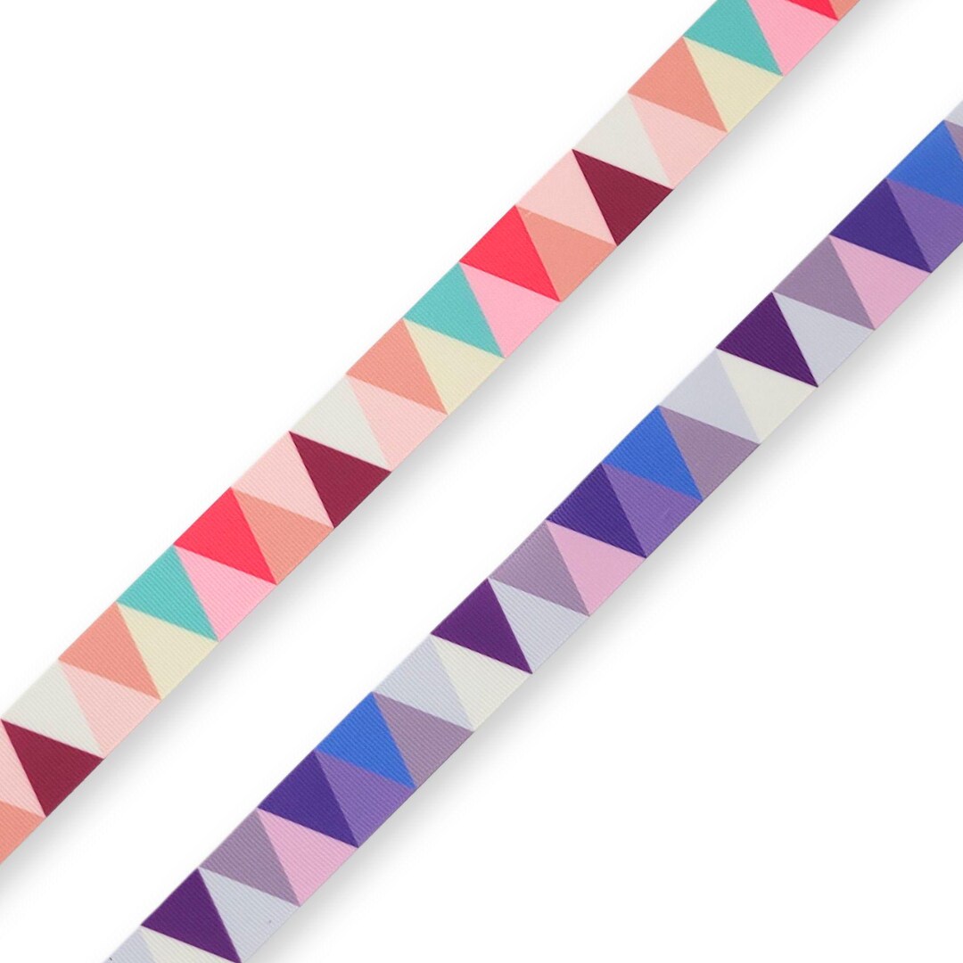 Triangle Ribbon Pattern Woven Ribbon 25 Mm Triangles Purple, Pink Border 1 / 5 / 10 M - Etsy ...