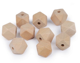 Wooden beads natural 12x12 - 15x15 - 20 x 20 mm - 10 / 20 / 50 pieces