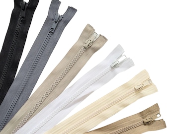 Zipper 30/35/40/45/50 cm for jackets Black, White, Grey, Beige