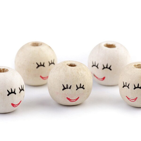 Wooden beads face 18 mm - 5 / 10 / 20 / 50 pieces.