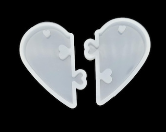 Silicone mold for pendants, heart 46 x 34 x 5.5 mm
